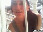 Colombiana Excitada En Su Balcon