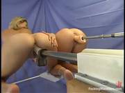 Blonde Cuties Are Making Love While A Fucking Machine Is Drilling Their Pussies At The Same Time