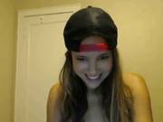 Sweet Teen Is Passionately Drilling Her Wet Pussy While Her Boyfriend Is Watching Her On Web Cam