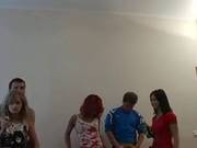 Red Haired Teen Chick Invited Her Friends To The Party That Turned Into A Group Sex Adventure