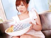 Aoi In The Kitchen Sink Her Big Tits Oiled Up And Squeezed Before Fucking A Dick With Her Tits