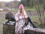 Outdoor Masturbating With Busty Chick
