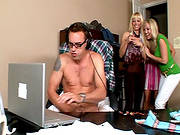 Lucky Stud Pleased By Three Hotties