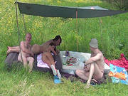 Outdoor Group Fuck With Amateur Beauty