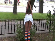 Solo Posing In Public From Busty Gal