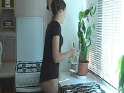 Kitchen Solo With Greedy Young Slut