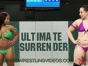 Interracial Lesbian Wrestling Match On Mats