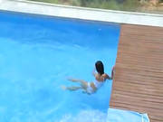 Beautiful Breasty Babe Alone At The Pool
