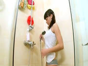 Wet Ass Dildoing In The Hot Shower