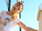 Petite Coed Toying Pussy On The Balcony -2