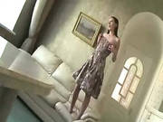 Blackhair Babe Touching Herself Bathrom