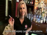 Sexy Blonde Barmaid Shows Her Ass And Boned Hard For Money
