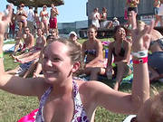 Slutty Chicks In Bikinis Get Naughty In Public At A Party