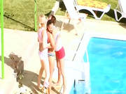 Three Coeds Secret Fucking By The Pool -2