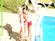 Three Chicks Secret Copulate By The Pool