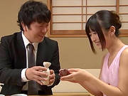 Asian Maid In Uniform Enjoys Sucking Cock On Her Knees
