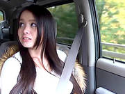 Charming Asian Babe Gives A Blowjob To A Guy In A Car