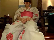 Blindfolded Asian Chick In Kimono Gets Her Pussy Toyed
