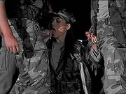Randy Army Studs In Mmf Threesome Dp Fucking A Cock Sucking Brunette