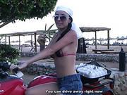 Gf Shows Off Tits And Pussy In Public On Bike