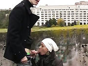 Amateur Dick Sucker Performs Horny Action In The Street