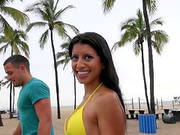 Charming Latina Dame In Bikini Being Banged Doggystyle Before Giving Huge Dick Blowjob