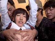 Japanese Cowgirl In Bra Gets Cum In Mouth After Gangbanged In The Bus
