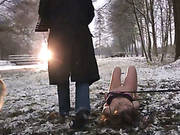 Sever Master Torments His Slave Out In The Cold