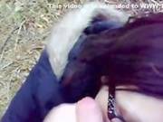 Outdoor Cum Swallowing Amateur Brunette
