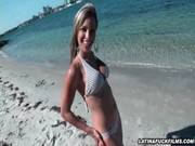 Latina Hottie Sucks Dick On The Beach