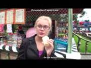 Cute Chick Jerks Off And Blows Her Friend Outdoors