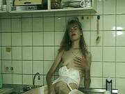 Dirty Slut Fingers Herself In Kitchen
