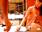 Slim Korean Girlfriend Undressing In Front Of The Mirror