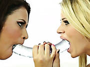Insanely Gorgeous Lesbians Fuck Each Other With Their Pink Dildo