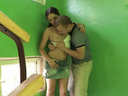 Slutty Blond Teen Gave Nice Blowjob To Her Stud In Entrance Hall