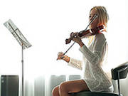 Libidinous Babe Playing Violin And Masturbating Her Pussy