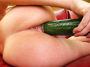 Bootyful Chick Fucks Her Butthole With Her Big Cucumber