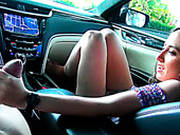Sassy Brunette Charlie Gives Deepthroat Blowjob In A Car