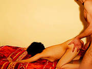 Filthy Black Haired Wench With Tiny Titties Got Doggy Invaded