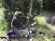 A Couple Of Kinky Studs Fucked Lusty Black Haired Girlie Right In Forest