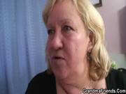Huge Titted Grandma Swallows Two Cocks