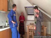 Two Repairmen Bang Busty Grandma From Both Ends
604