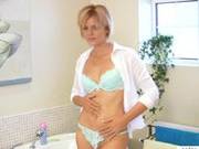 At Home Cougar Dildo Bath Masturbation