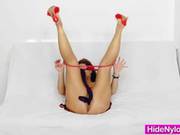 Huge Titties Cutie In Nylon Mask And Full Body Nylon Su