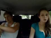 Shaved Girlfriend Sucking And Fucking In A Car