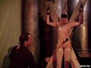 Hot Blonde Chick Gets Tied In Ropes And Whipped