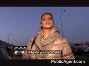 Blonde Beauty With A Big Pair Of Tits Goes Through A Job Interview Int He Middle Of The City