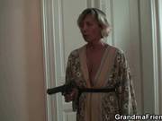 Blonde Granny Surprises Two Robbers Who Agree To Fuck Her As Long As They Can Get Away