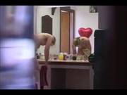 Pretty Teen Is Naked In The Bathroom, While Her Neighbor Is Watching Her From His Secret Place