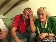 Grandma Takes On Two Young Studs And Gets Them To Plow Her Old Holes